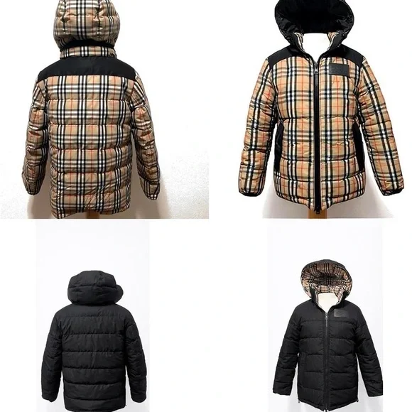 Burberry Reversible Down Puffer Jacket Nova Check Hooded EUC - Picture 1 of 16